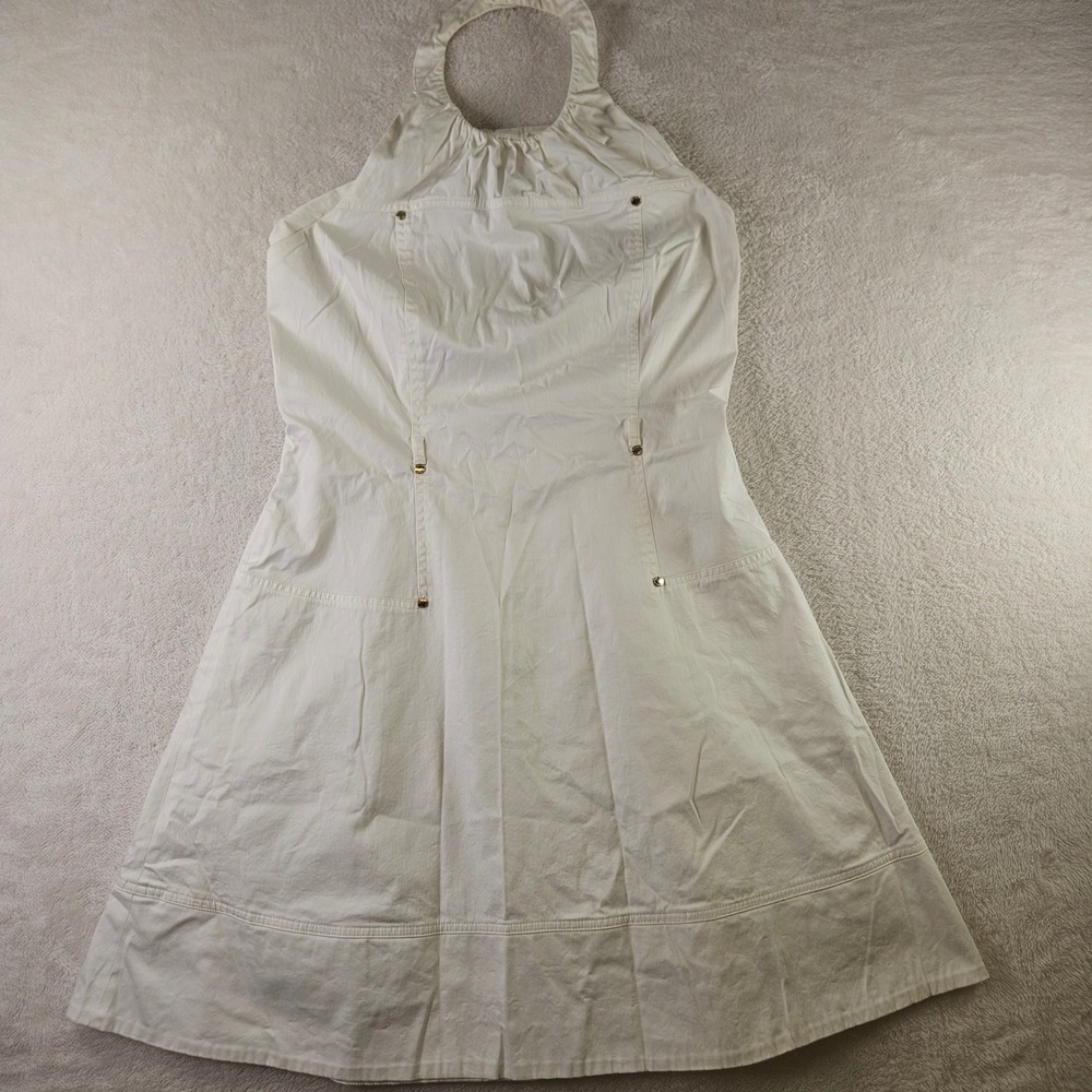 Calvin Klein Womens White Halter Fit and Flare Dress CD3G1UAE Stretch Cotton 10